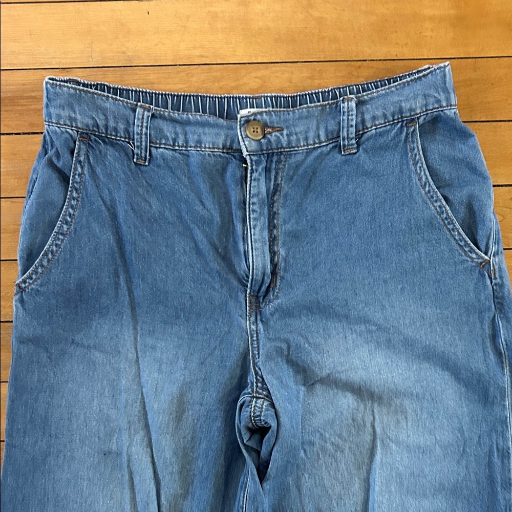 EUC Roxy High Rise Wide Leg Light Blue Denim Pants - Picture 3 of 10